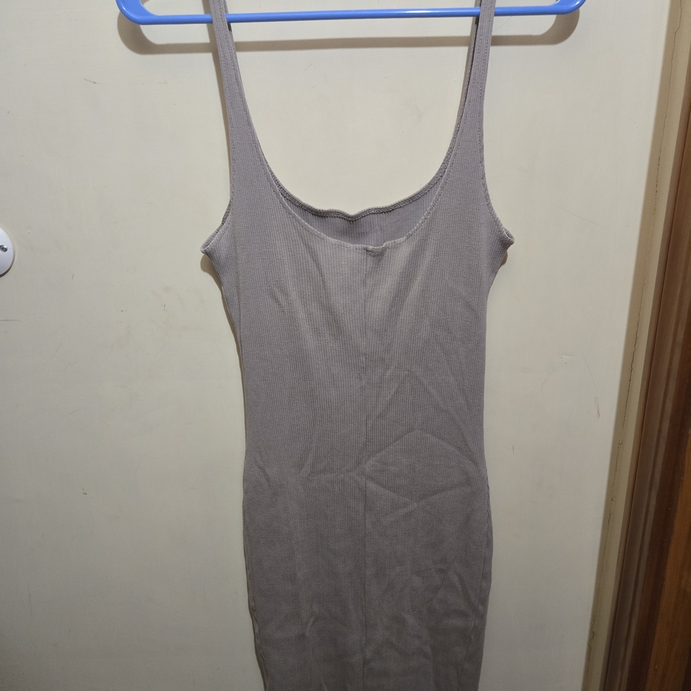 Gray Ribbed Tank Dress